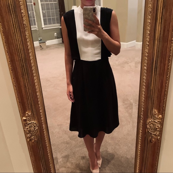 Black/White Colorblock Sleeveless Midi Dress - Picture 1 of 6